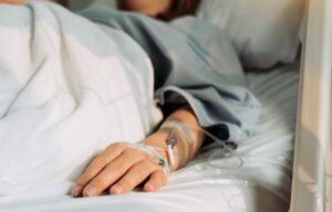 woman sick hospital