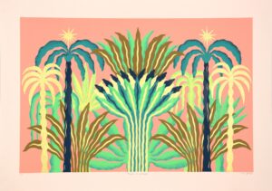 Mirel Fraga Bosque de Palmeras 2025 six color serigraph 19.50 x 27.50