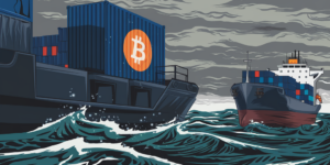bitcoin logo shipping container trade war trump tariffs gID 7