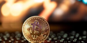 bitcoin btc gold coin on keyboard gID 7