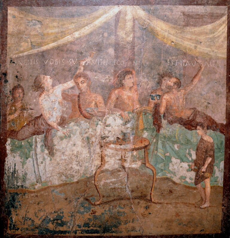 pompeii fresco banquet enslaved laborer